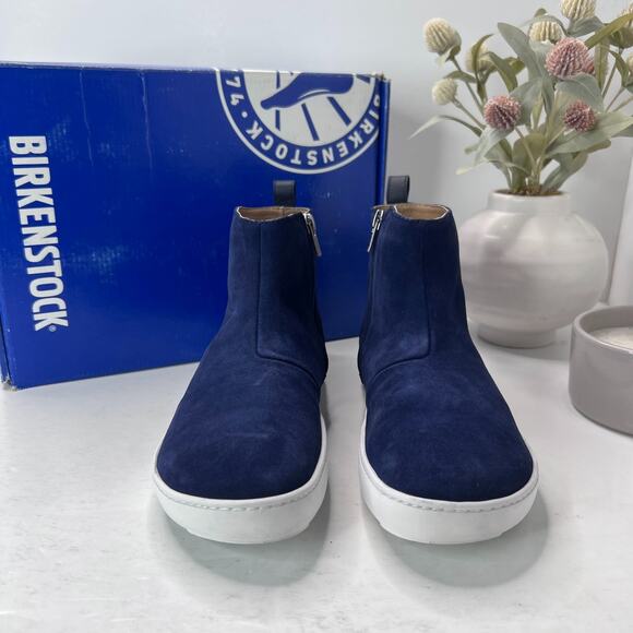 Birkenstock Myra Suede Ankle Boot Side Zip Navy Blue Women 6/EU37 NWB Narrow Fit - Picture 2 of 9